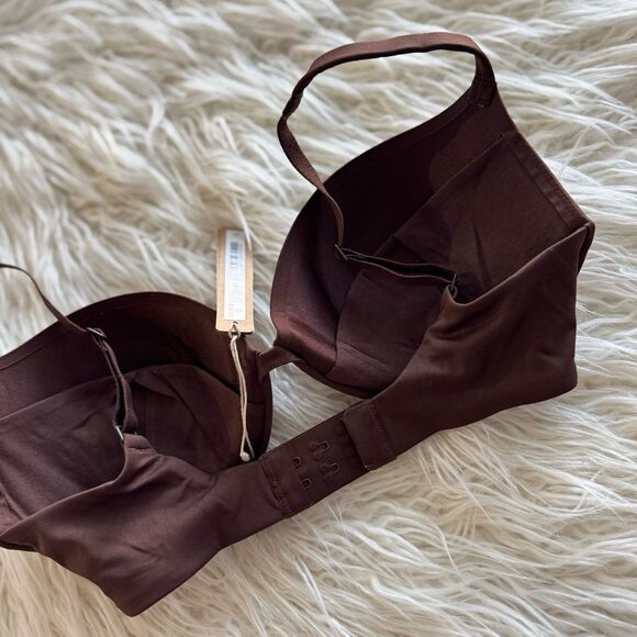 Skims Custom Fit Push-up Plunge Bra Cocoa Size 32D - Picture 4 of 6